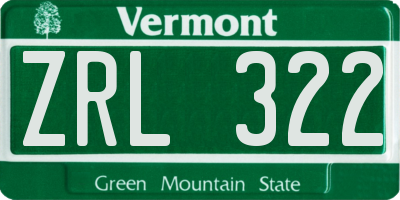 VT license plate ZRL322