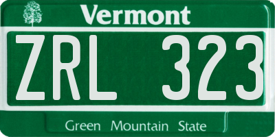 VT license plate ZRL323