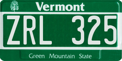 VT license plate ZRL325