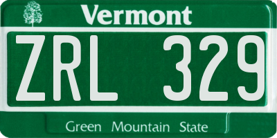 VT license plate ZRL329