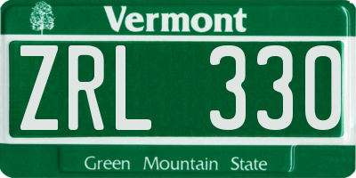 VT license plate ZRL330