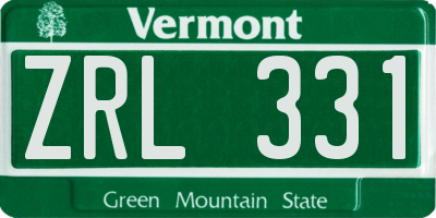VT license plate ZRL331