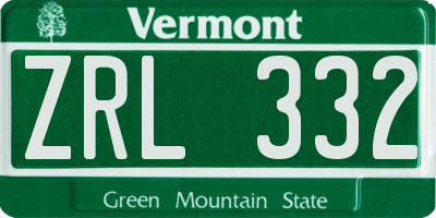 VT license plate ZRL332