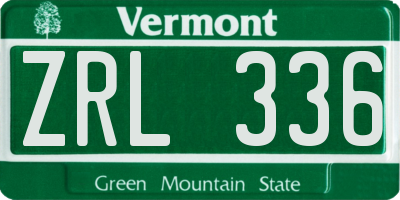 VT license plate ZRL336