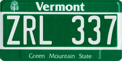 VT license plate ZRL337