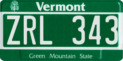VT license plate ZRL343