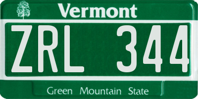 VT license plate ZRL344