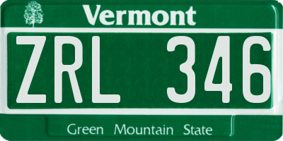 VT license plate ZRL346
