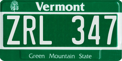 VT license plate ZRL347