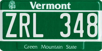 VT license plate ZRL348