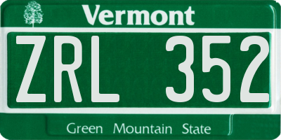 VT license plate ZRL352