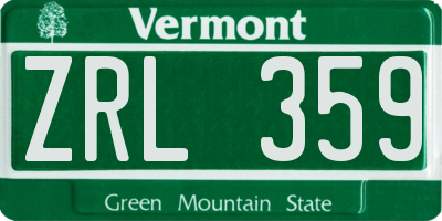 VT license plate ZRL359