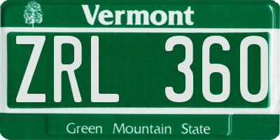 VT license plate ZRL360