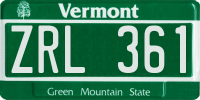 VT license plate ZRL361