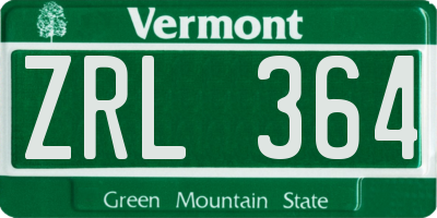 VT license plate ZRL364