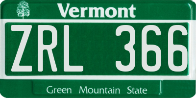 VT license plate ZRL366