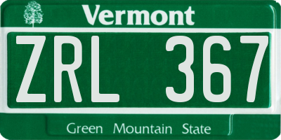 VT license plate ZRL367