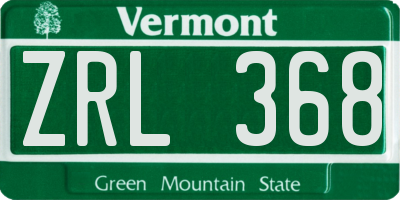 VT license plate ZRL368