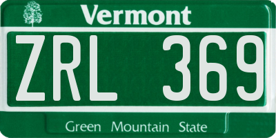 VT license plate ZRL369