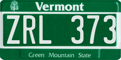 VT license plate ZRL373