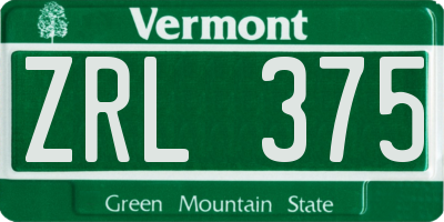 VT license plate ZRL375