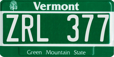 VT license plate ZRL377
