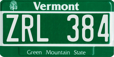 VT license plate ZRL384