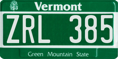 VT license plate ZRL385