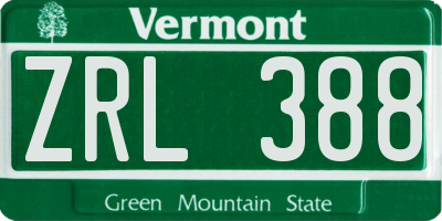 VT license plate ZRL388
