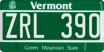VT license plate ZRL390
