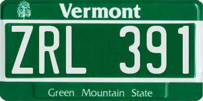 VT license plate ZRL391