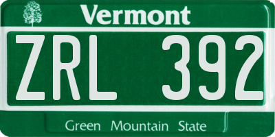 VT license plate ZRL392