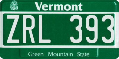 VT license plate ZRL393