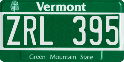 VT license plate ZRL395