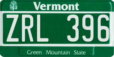 VT license plate ZRL396