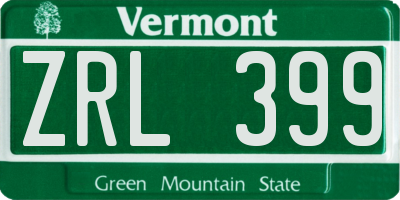 VT license plate ZRL399