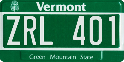 VT license plate ZRL401