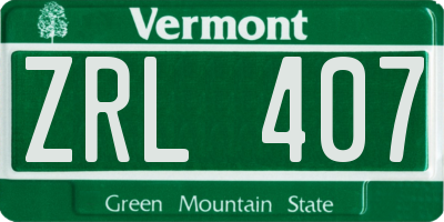 VT license plate ZRL407
