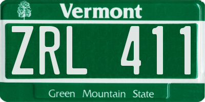 VT license plate ZRL411
