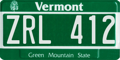 VT license plate ZRL412