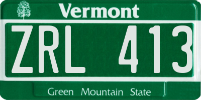 VT license plate ZRL413
