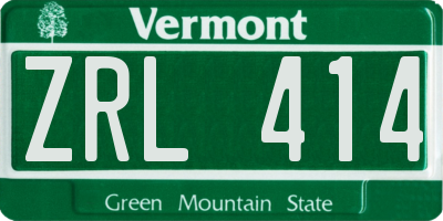 VT license plate ZRL414