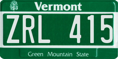 VT license plate ZRL415
