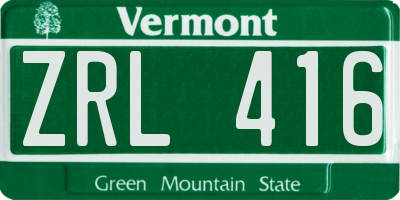 VT license plate ZRL416