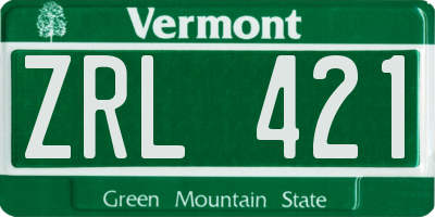 VT license plate ZRL421