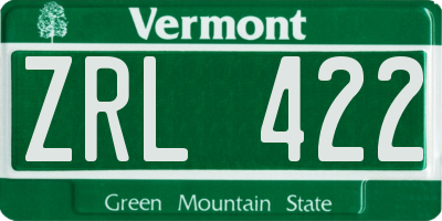 VT license plate ZRL422