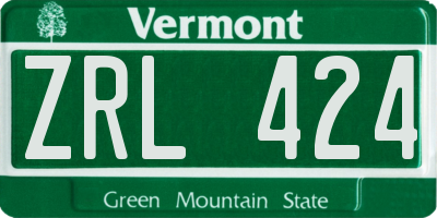 VT license plate ZRL424
