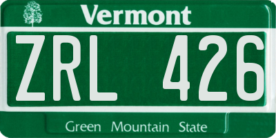 VT license plate ZRL426