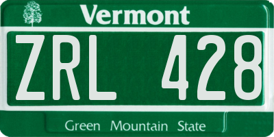 VT license plate ZRL428
