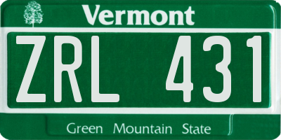 VT license plate ZRL431